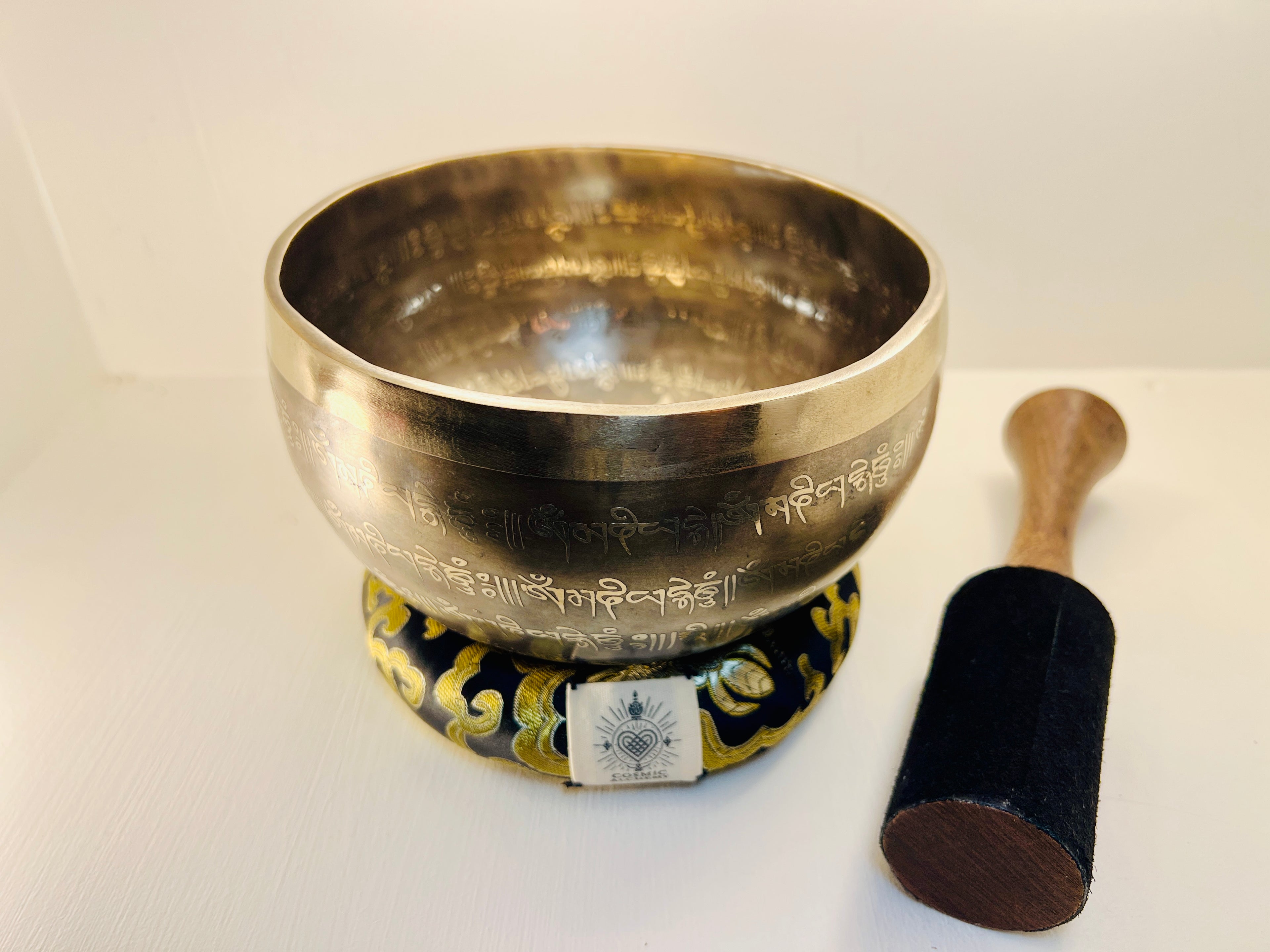 16cm Engraved Tibetan Singing Bowl, Mandala, Root Chakra C4