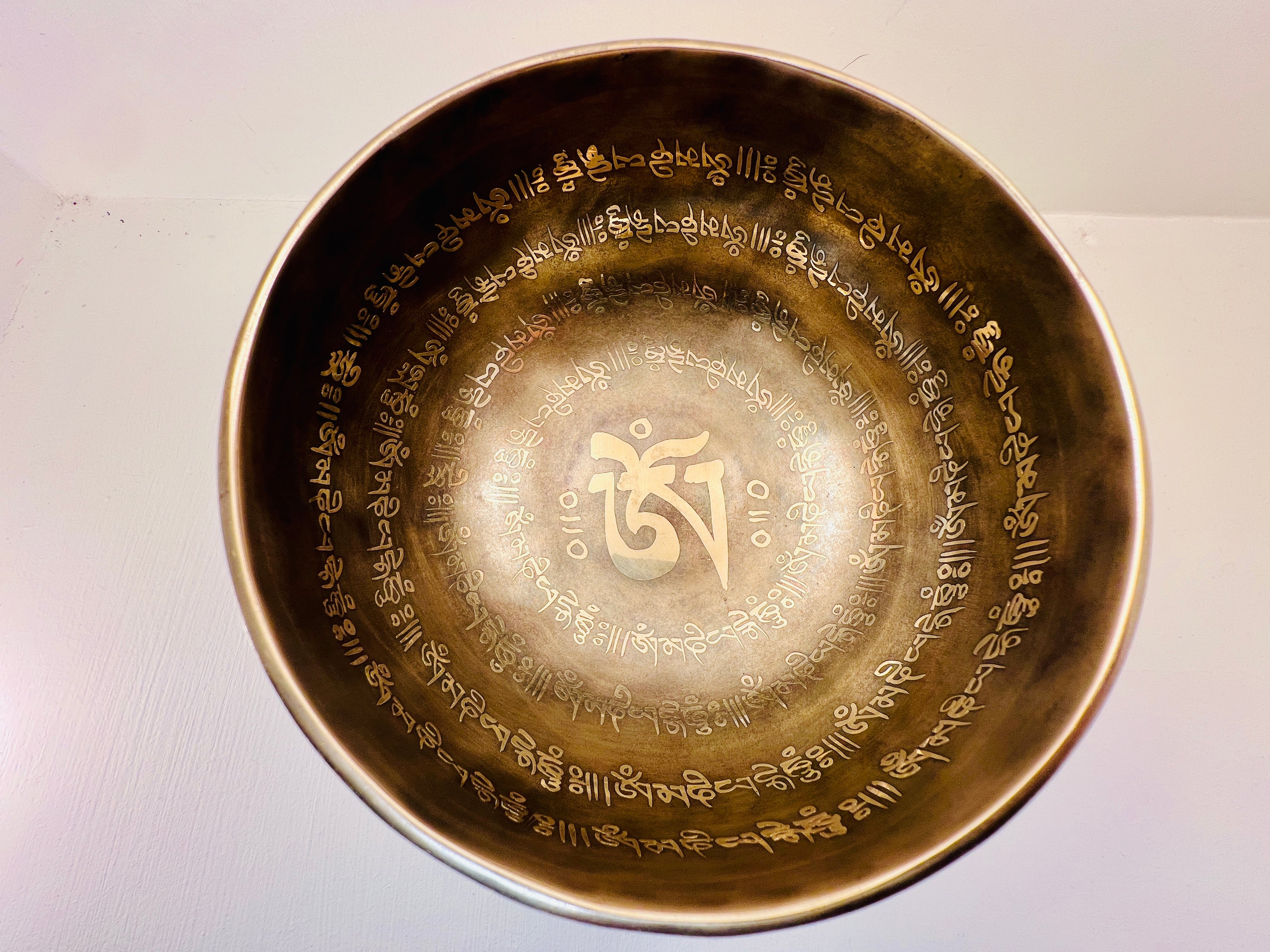 16cm Engraved Tibetan Singing Bowl, Om, Sacral Chakra, D4