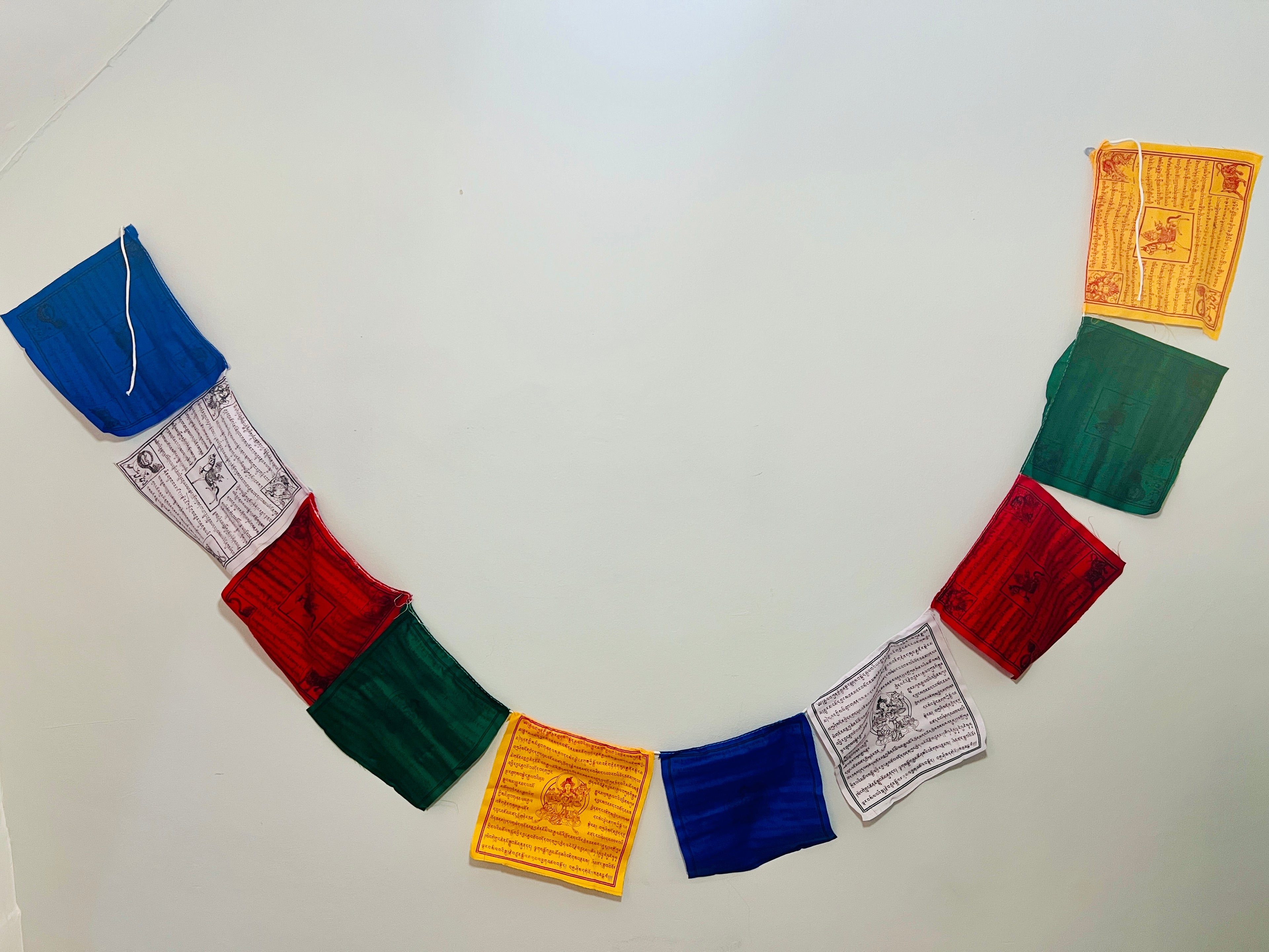 Large Tibetan Prayer Flags – 22cm  Set of 10 Traditional Wind Horse Flags